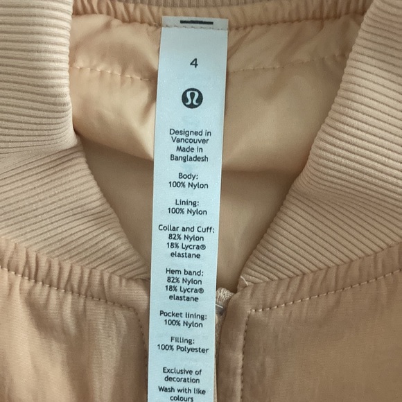Lululemon Non-Stop Bomber Jacket
Bleached Apricot, Size 4 - Picture 3 of 14
